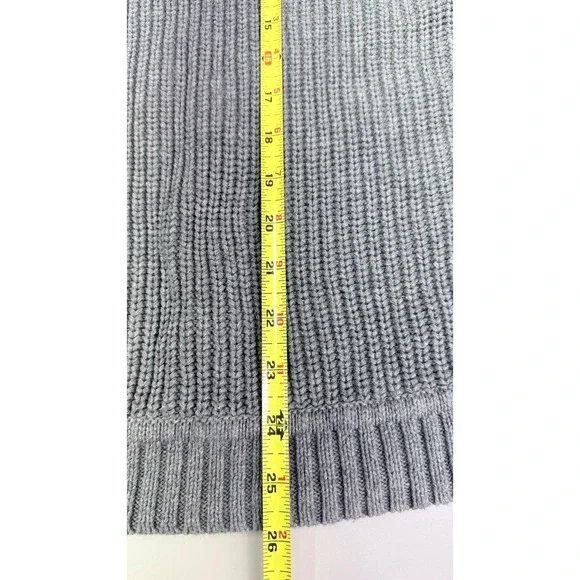 Ugg Poncho Women's Medium Grey Chunky Knit Cowl Neck Sweater Cotton 1k - Picture 12 of 13